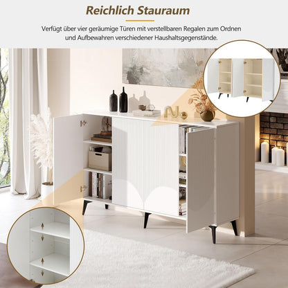 Weißes Sideboard mit 4 Türen & Verstellböden (160cm)