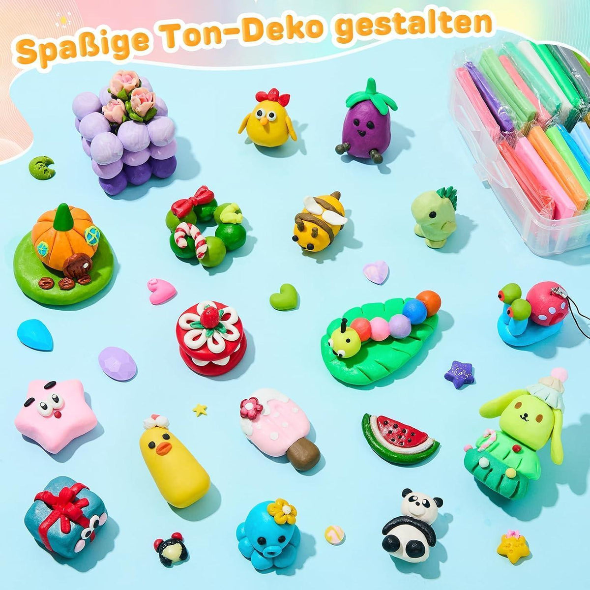64 Farben Polymer Clay Set mit Box & Zubehör für kreative DIY Projekte