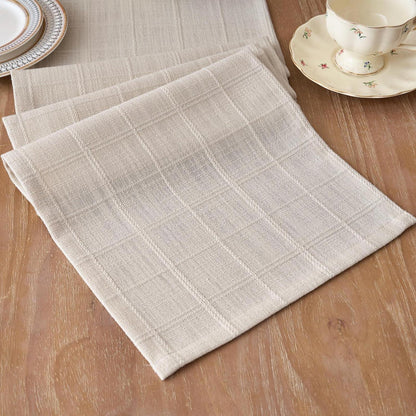 Tischläufer Beige Kariert Baumwolle Leinen Jacquard 30x80 cm