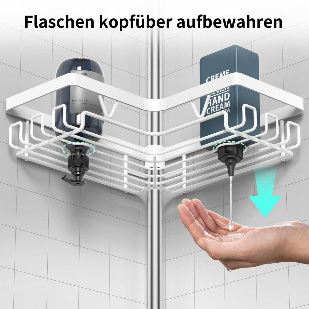 Teleskop Duschregal ohne Bohren, Verstellbar 25-114 Zoll Weiß