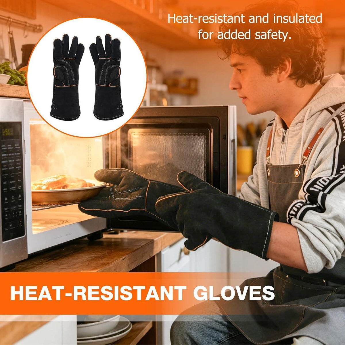 Hitzebeständige Grillhandschuhe & Schürze mit Taschen