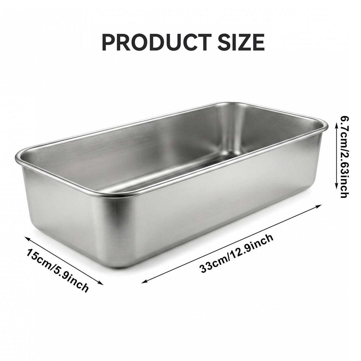 Edelstahl Brotbackform Rechteckig 33x15x6,7 cm – Für Brot & Kuchen