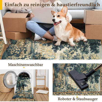 Vintage Teppich 160x230cm – Bunt & Waschbar für Wohnzimmer