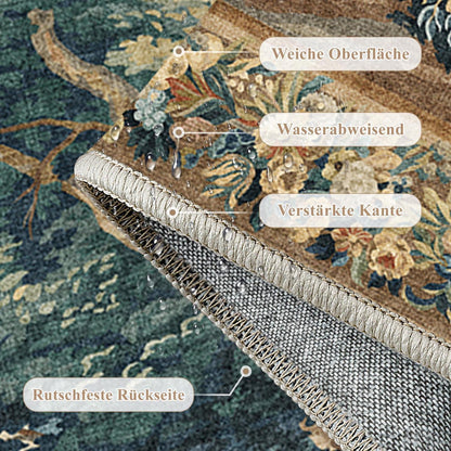 Vintage Teppich 160x230cm – Bunt & Waschbar für Wohnzimmer