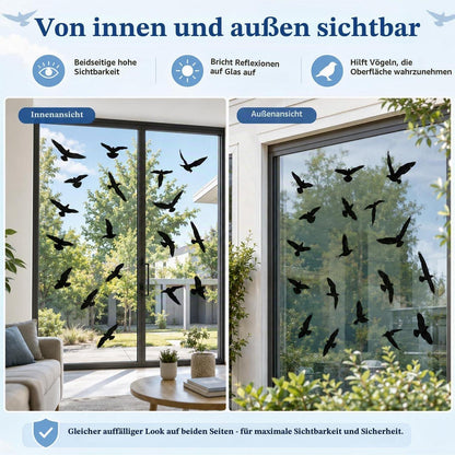 Vogelaufkleber Fenster – 37 Stück Anti-Kollisionsfolie Schwarz