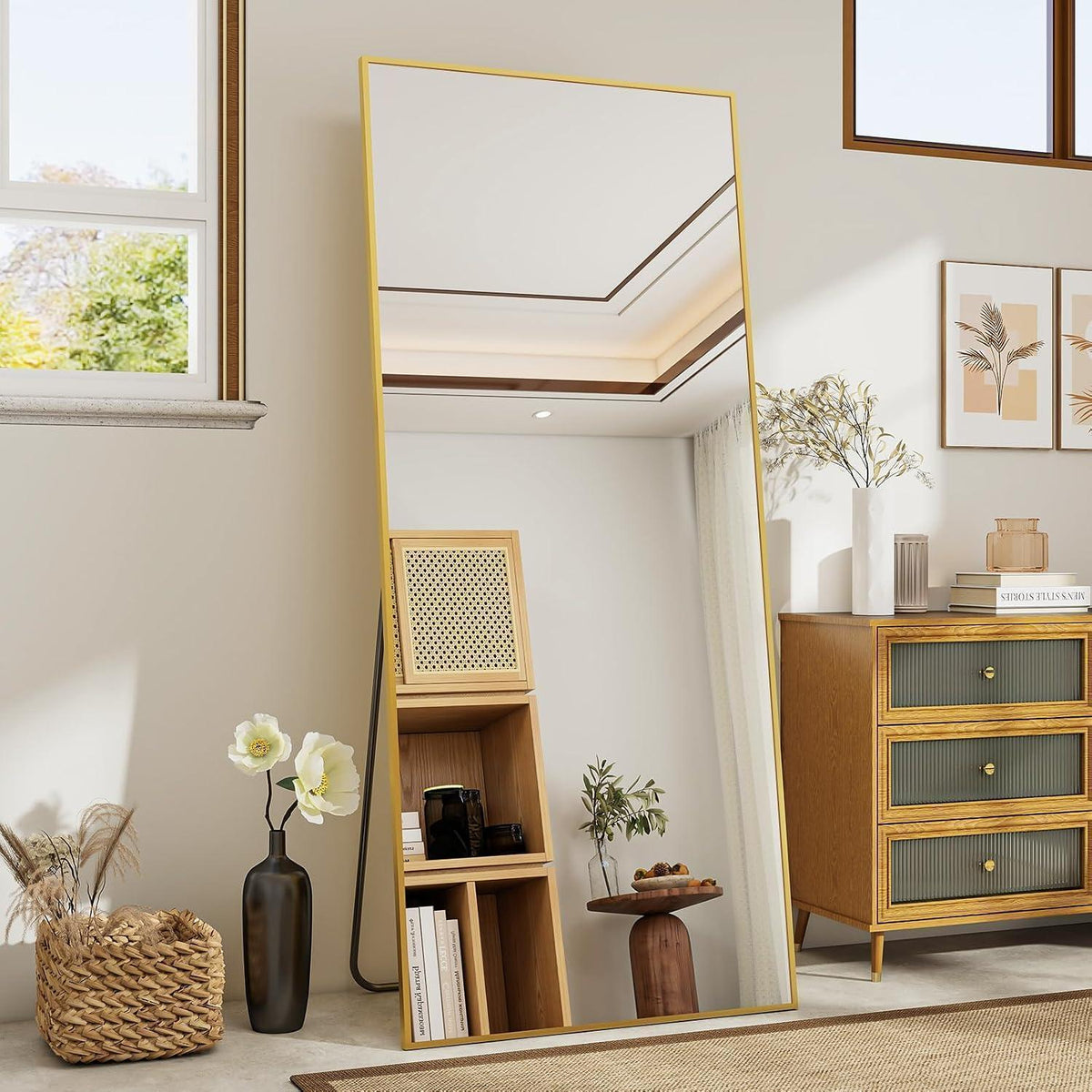 Ganzkörperspiegel 170x70cm Gold mit Ständer – Wand & Stehend