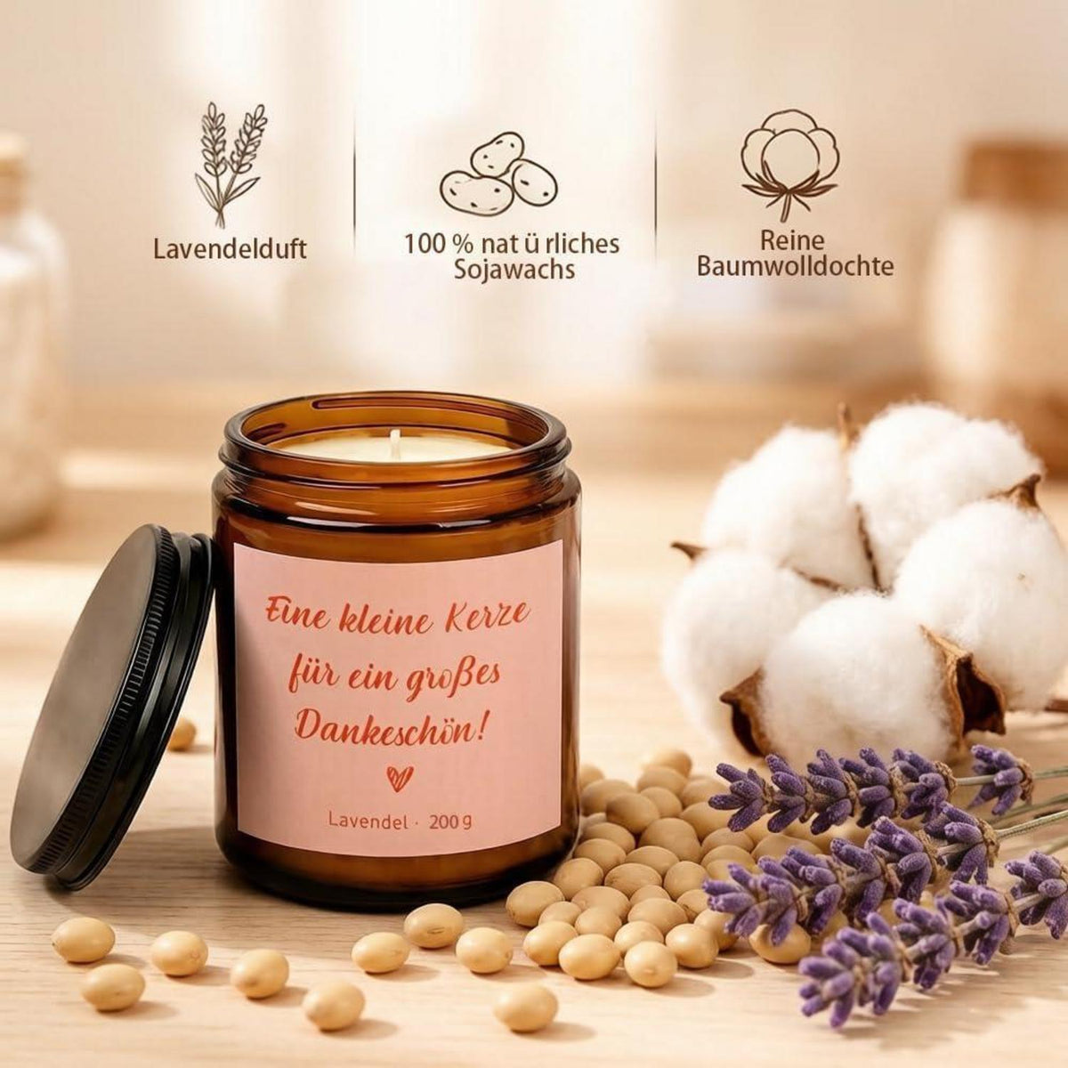 8er Duftkerzen-Set Lavendel - Danke Geschenk für Frauen