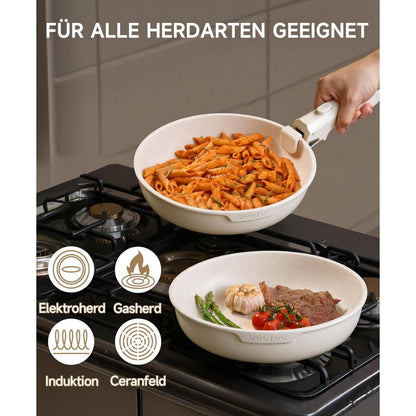 19-teiliges Topfset mit abnehmbaren Griffen – Platzsparend & Antihaft