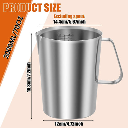 Edelstahl Messbecher mit Feinskala & Tropfschutz (2000ml)