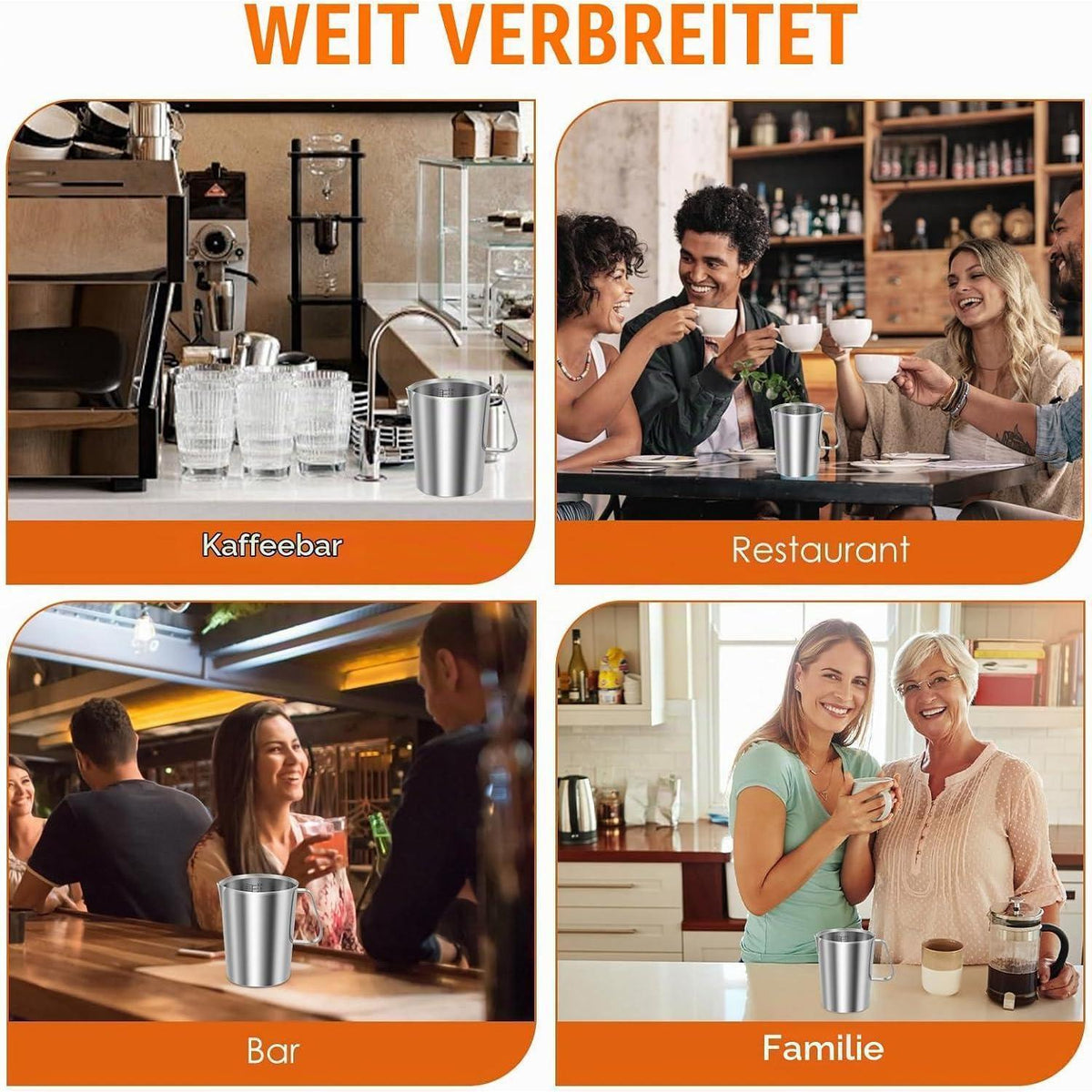 Edelstahl Messbecher mit Feinskala & Tropfschutz (2000ml)