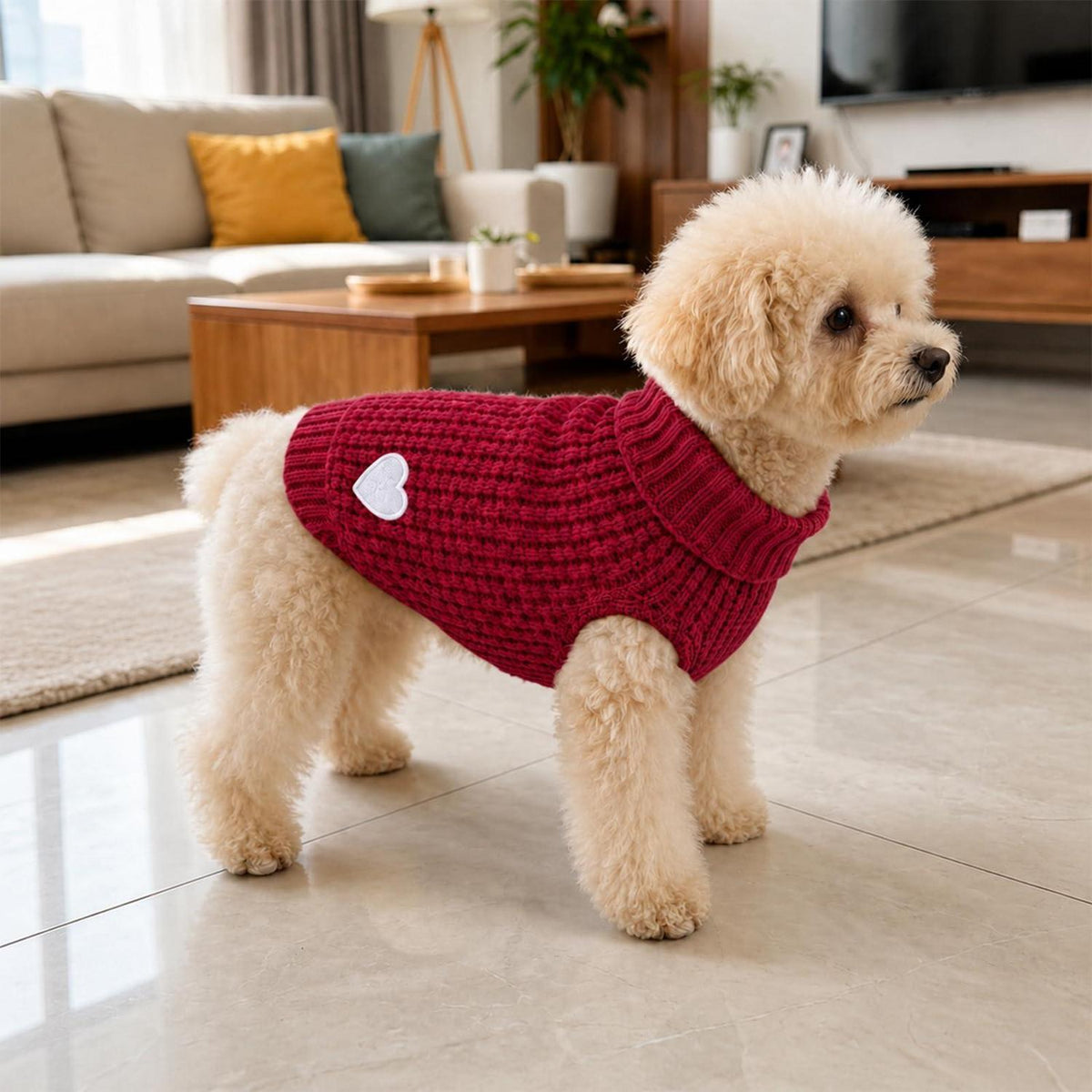 Gestrickter Hundepullover Rot M - Warm & Weich