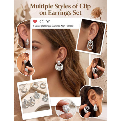 11 Paar Ohrclips Damen Ohne Ohrlöcher – Zirkonia & 14K Gold Optik