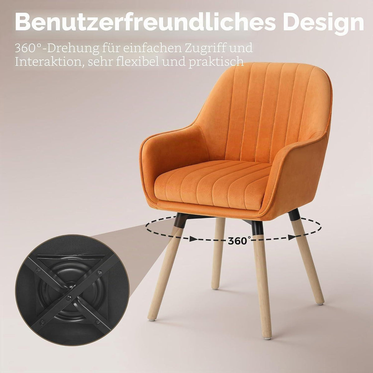 Drehbarer Esszimmerstuhl mit Samtbezug & hoher Armlehne (4er Set)