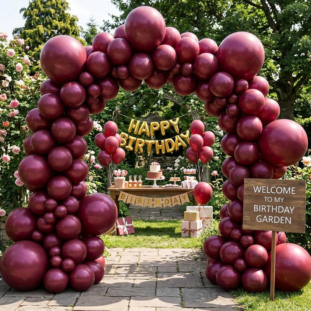 100 Rot Bordeaux Luftballons Set für Geburtstag & Party