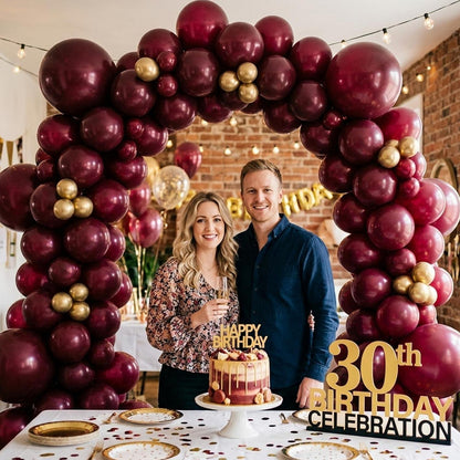 100 Rot Bordeaux Luftballons Set für Geburtstag & Party