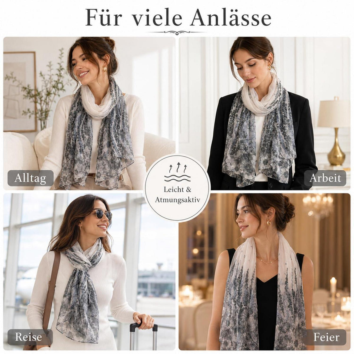 Chiffon Schal Damen mit Punkten, leicht und luftig