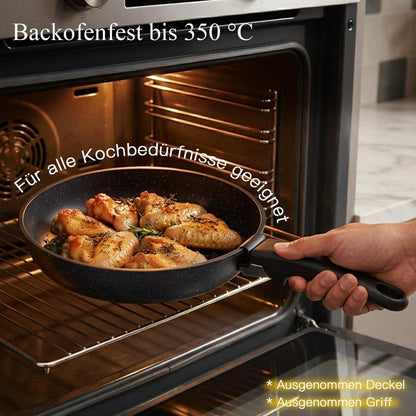 16-teiliges Pfannenset Antihaft, Abnehmbare Griffe & Platzsparend
