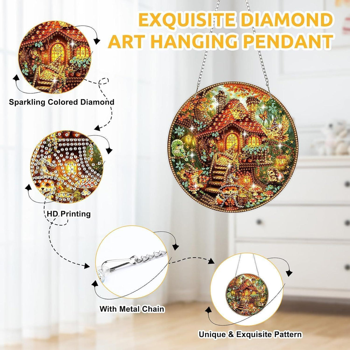 Diamant Painting Anhänger Fuchs & Eule - Fensterdeko DIY Set