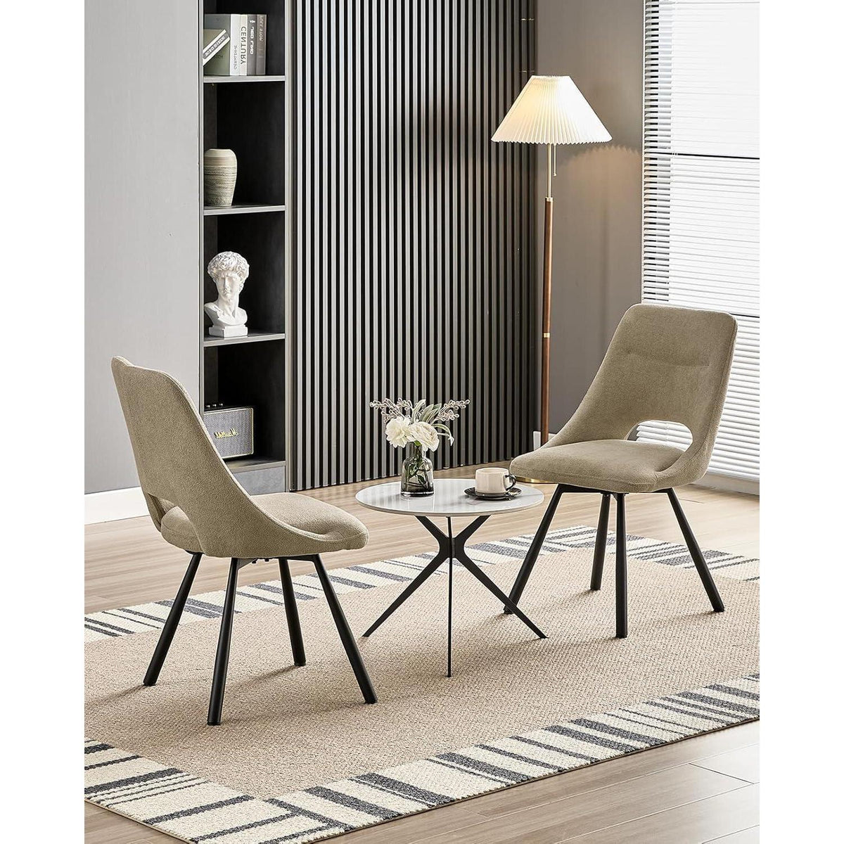 Drehbare Esszimmerstühle 6er Set | Kaschmir-Stoff, Ergonomisch