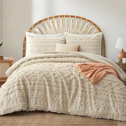 Bettwäsche-Set Boho Beige 220x240cm mit Tufting-Stickerei