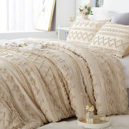 Bettwäsche-Set Boho Beige 220x240cm mit Tufting-Stickerei