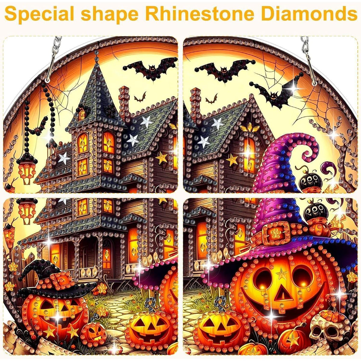 Diamant Painting Halloween Kürbis Anhänger - Fensterdeko DIY Set