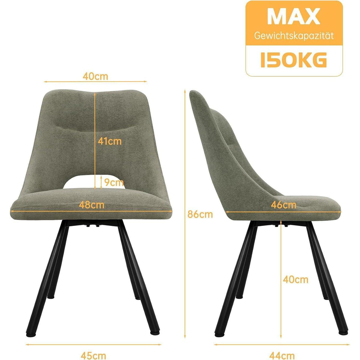 Drehbarer Esszimmerstuhl Set |, Ergonomisch & Bequem