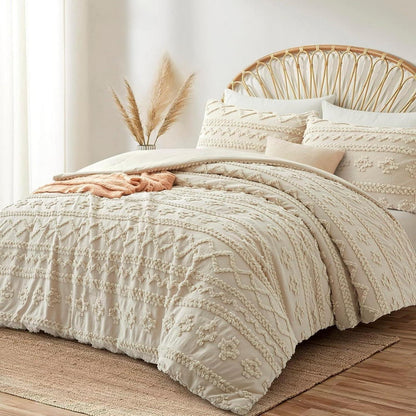 Bettwäsche-Set Boho Beige 200x200cm Getuftet Baumwolle