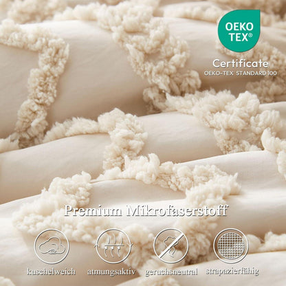 Bettwäsche-Set Boho Beige 200x200cm Getuftet Baumwolle