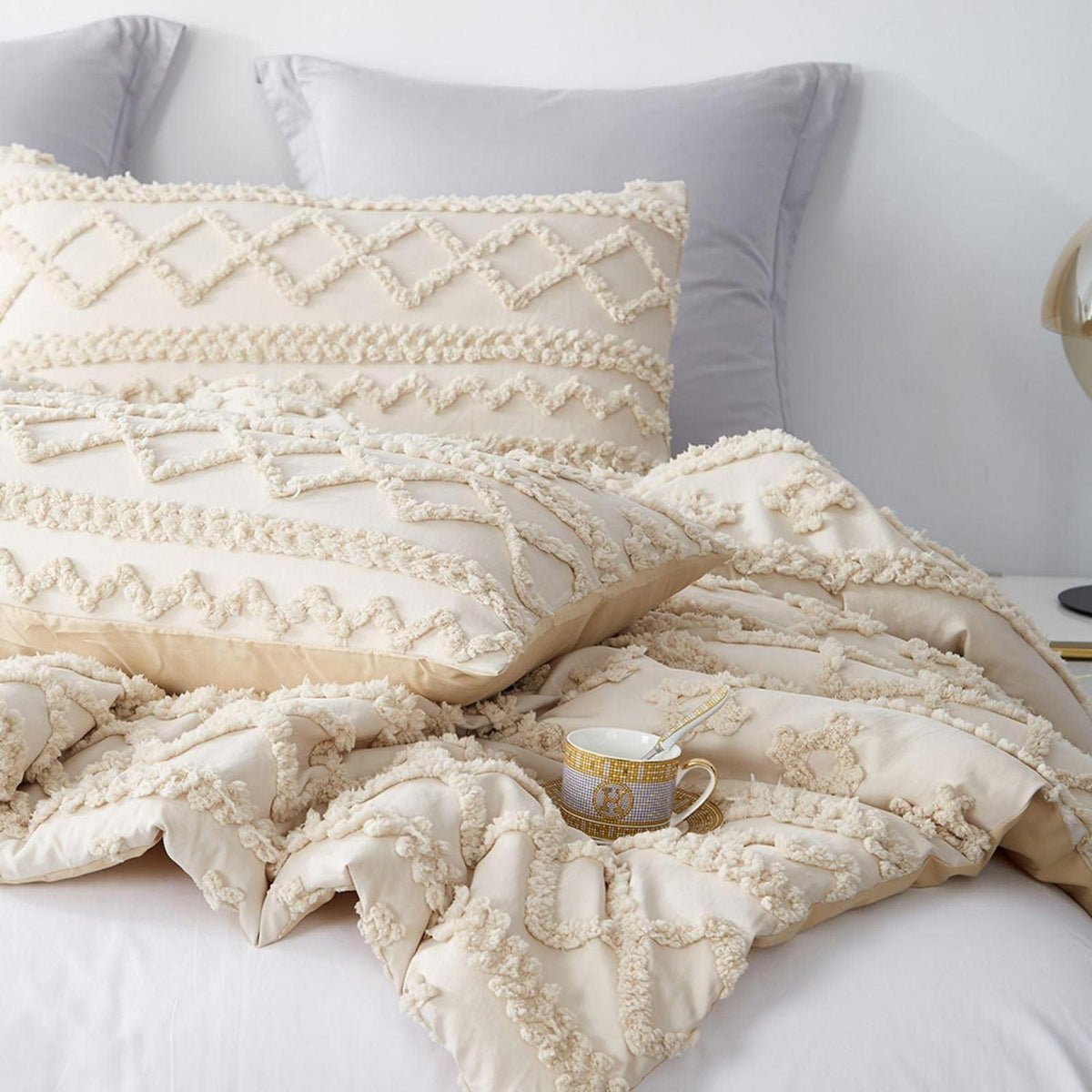 Getuftetes Boho Bettwäsche-Set 135x200 Beige