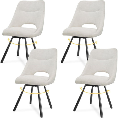 Drehbare Esszimmerstühle Set 4 – Beige, & Ergonomisch