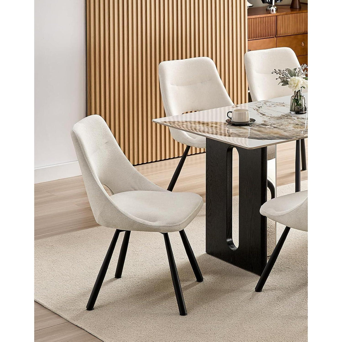 Drehbare Esszimmerstühle Set 4 – Beige, & Ergonomisch