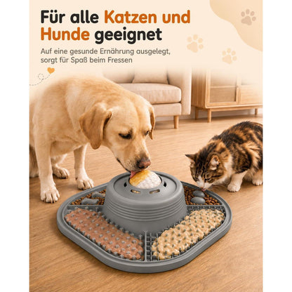 Slow-Feeder Leckmatte für Hunde – Grau, Faltbar & Beschäftigung