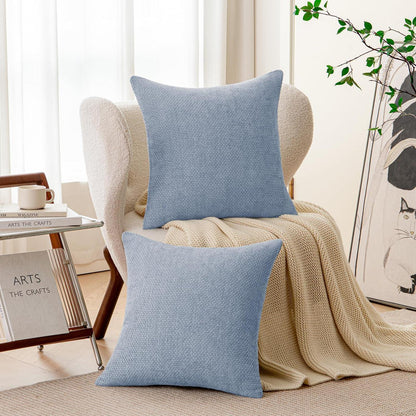 Kissenbezug 50x50 Hellblau Chenille 2er Set