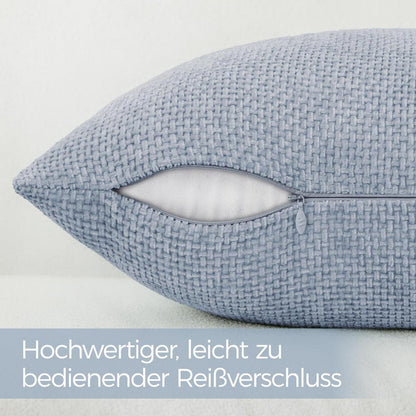 Kissenbezug 50x50 Hellblau Chenille 2er Set