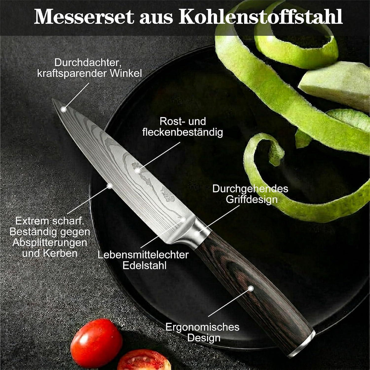 4-teiliges Messerset Carbonstahl – Ultra Scharf & Profi Küche