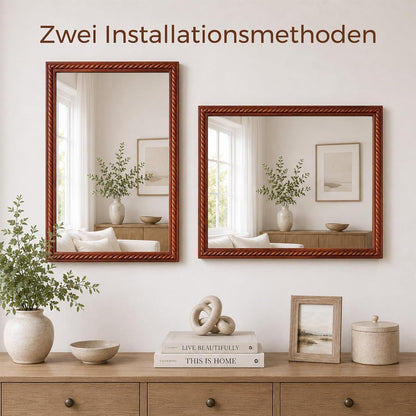 Rustikaler Wandspiegel Holzrahmen 61x81cm – Braun