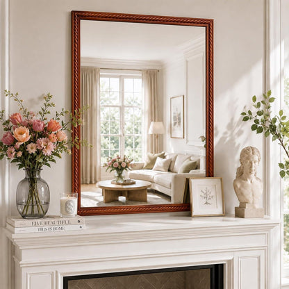 Rustikaler Wandspiegel Holzrahmen 61x81cm – Braun