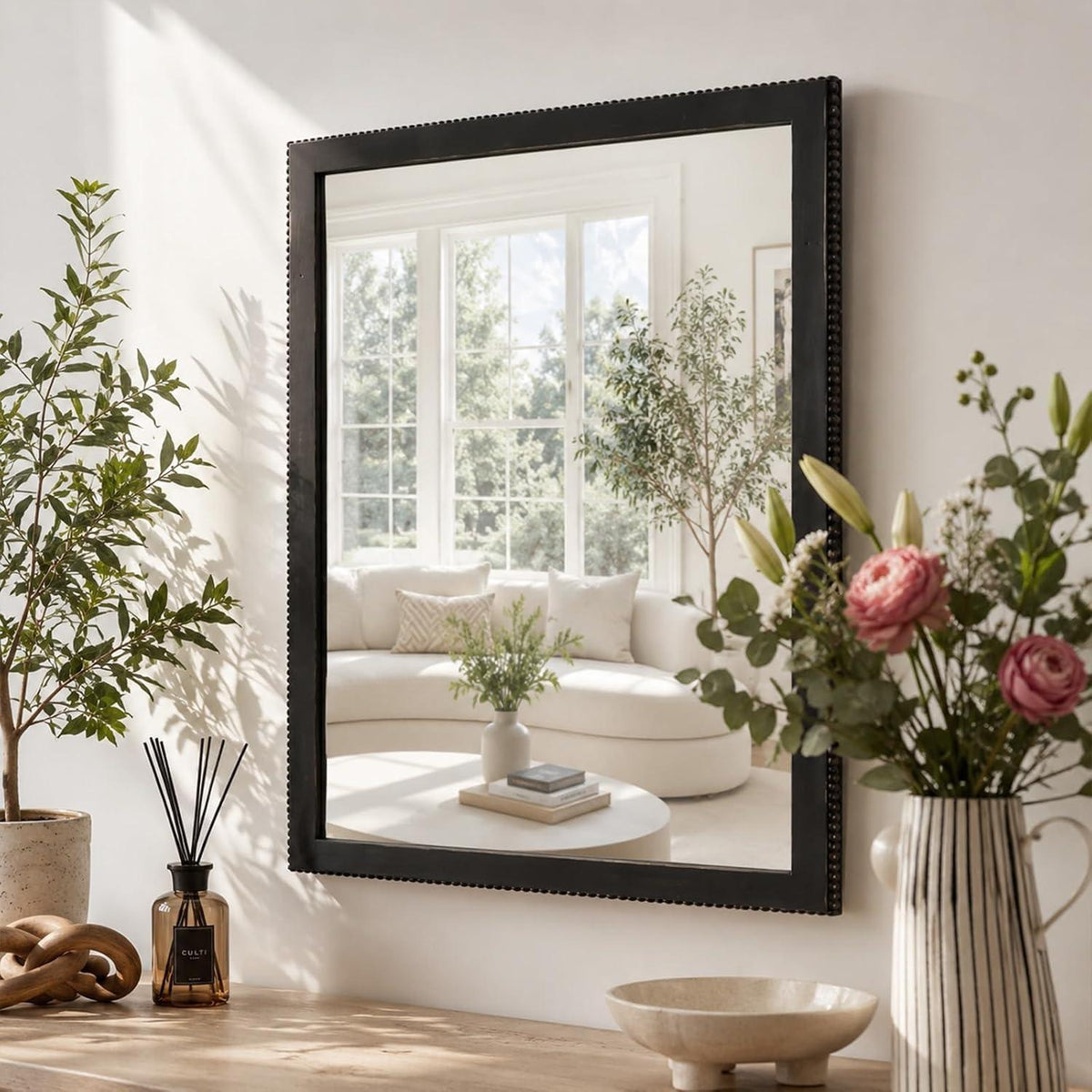 Rustikaler Wandspiegel Holzrahmen 61x81cm – Schlafzimmer Deko