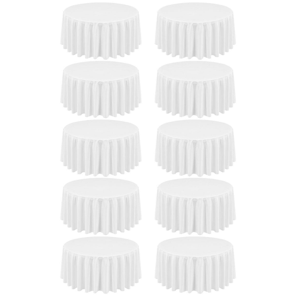 10x Runde Tischdecke weiß gestreift, 228cm – Waschbar & Wiederverwendbar