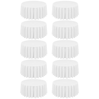 10x Runde Tischdecke weiß gestreift, 228cm – Waschbar & Wiederverwendbar