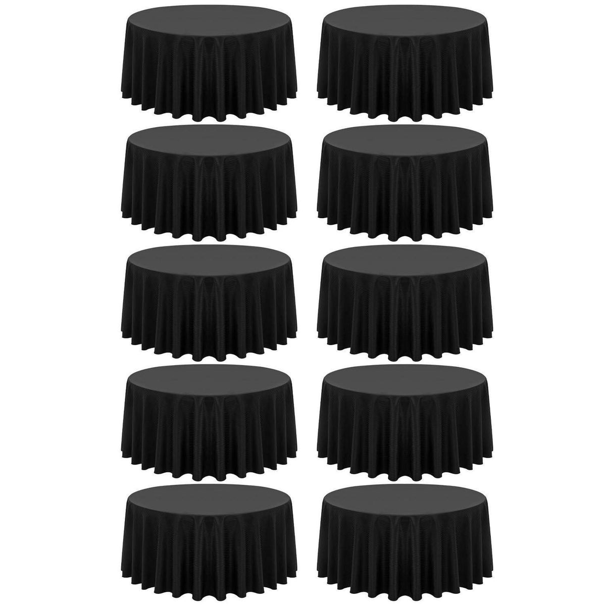 10x Runde Tischdecke Schwarz Streifen, 228cm – Waschbar & Wiederverwendbar