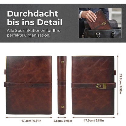 A5 Leder Notizbuch mit Stift – Nachfüllbar & Vintage