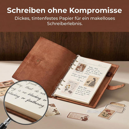 A5 Leder Notizbuch mit Stift – Nachfüllbar & Vintage
