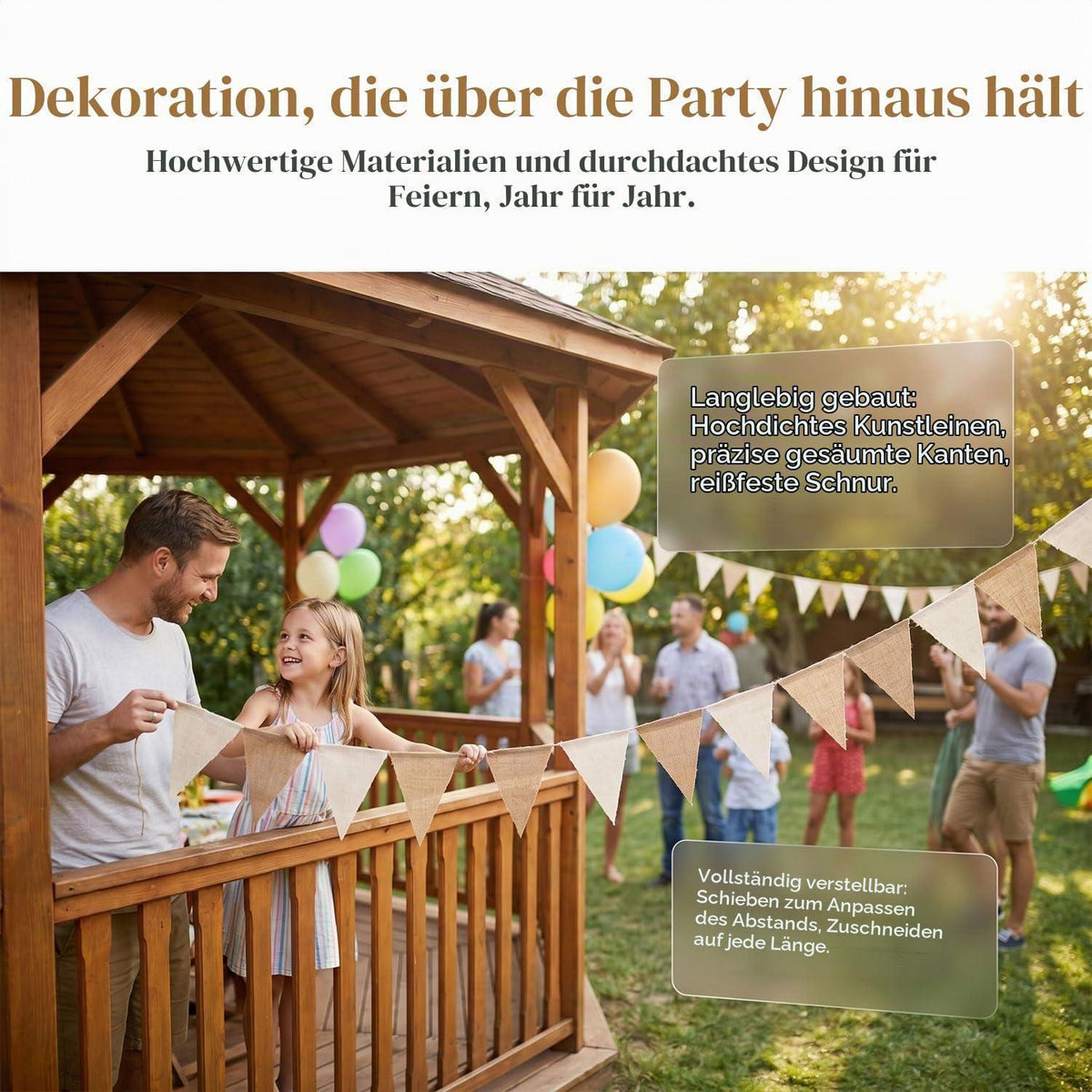 16m Wimpelkette Outdoor – Boho Girlande für Party & Garten