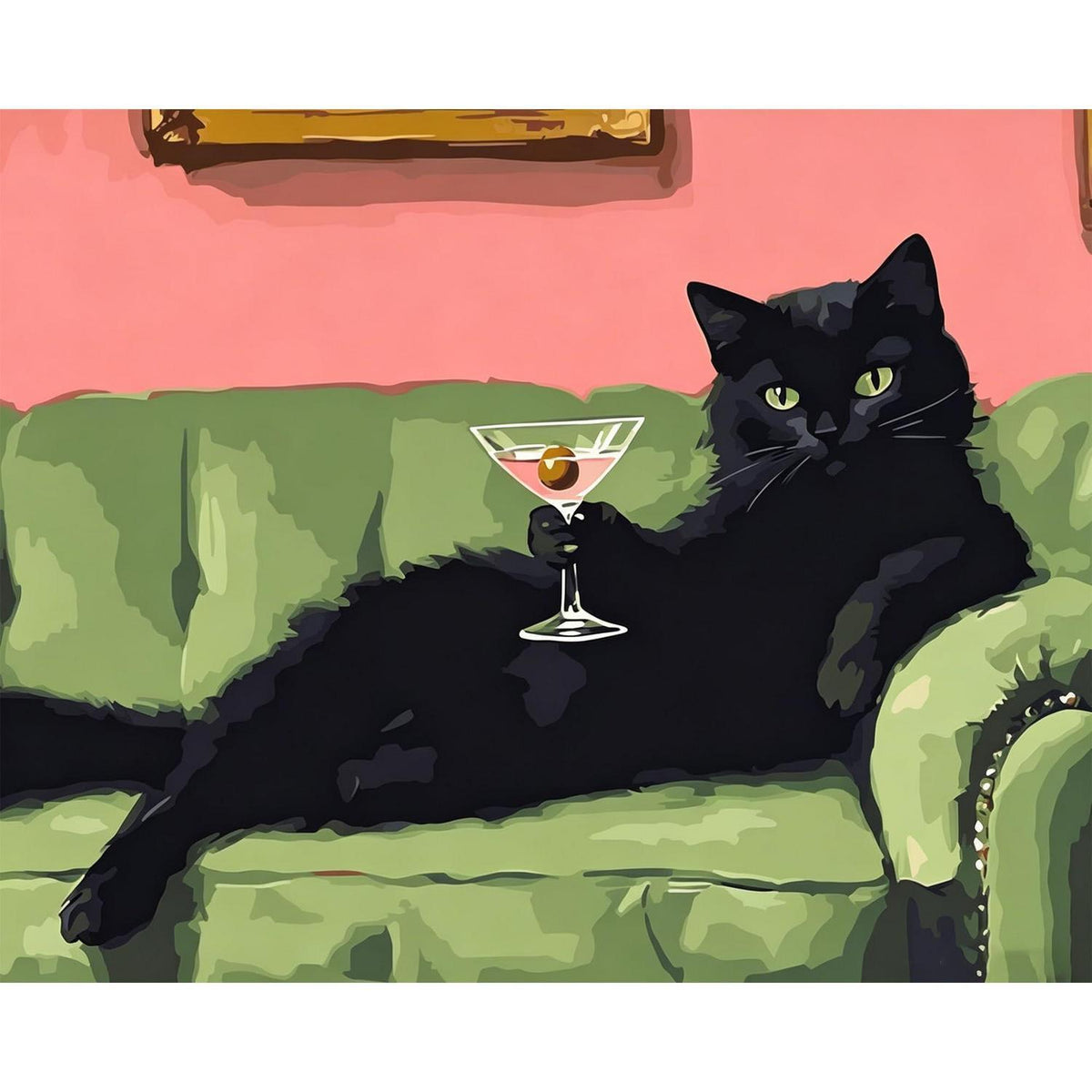 Malen nach Zahlen Schwarze Katze 40x50cm Bastelset für Erwachsene