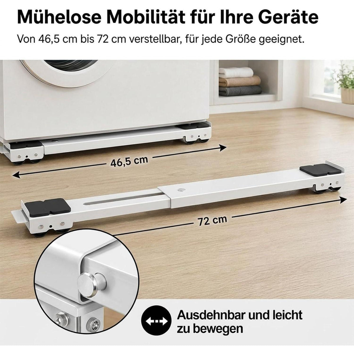 Waschmaschinen Untergestell mit Bremsen – Universal & Verstellbar