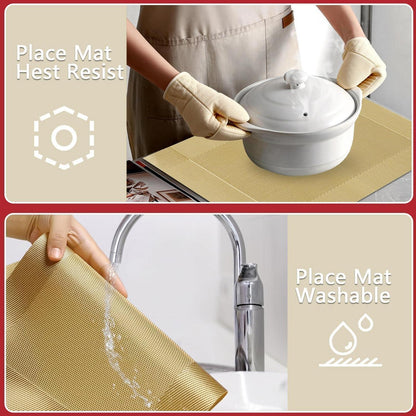 Platzsets Weihnachten Gold 6er Set abwaschbar hitzebeständig