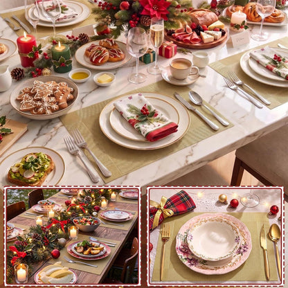 Platzsets Weihnachten Gold 6er Set abwaschbar hitzebeständig