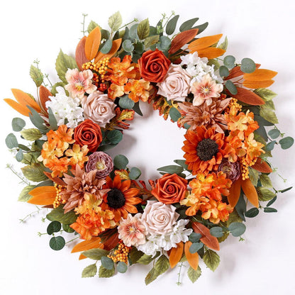 Herbstkranz 56cm | Türkranz mit Kunstblumen für Herbstdeko